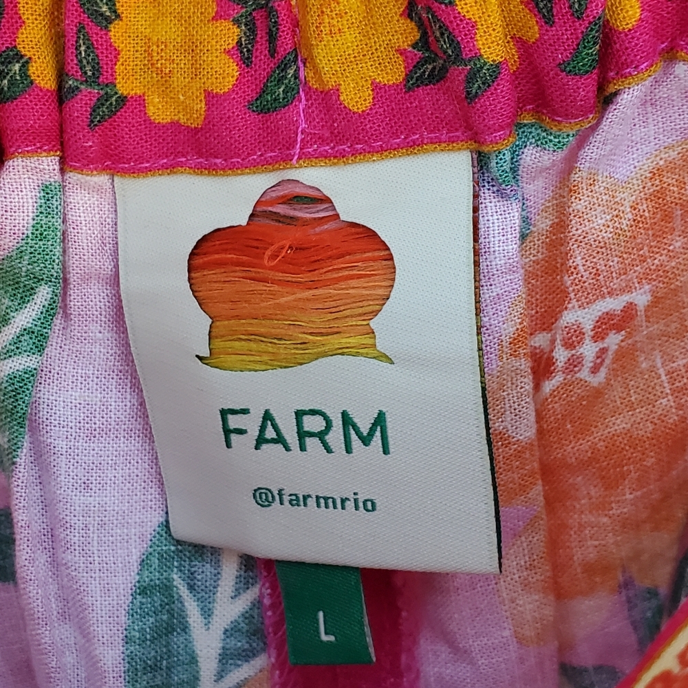 FARM Rio Floral High Waist Shorts in Pink and Orange - Picture 10 of 12